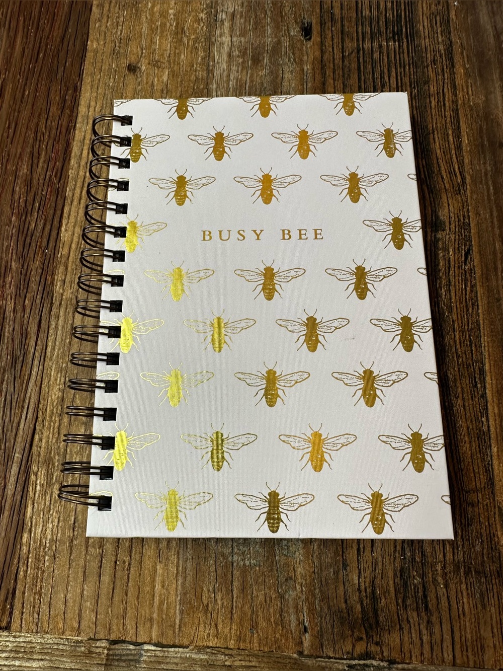 Gold Bee Spiral Notebook - White